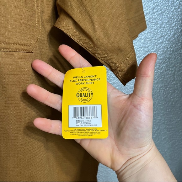 NWT Wells Lamont Men's Short Sleeve Flex Performance Ripstop Work Shirt 2XL - Picture 4 of 7